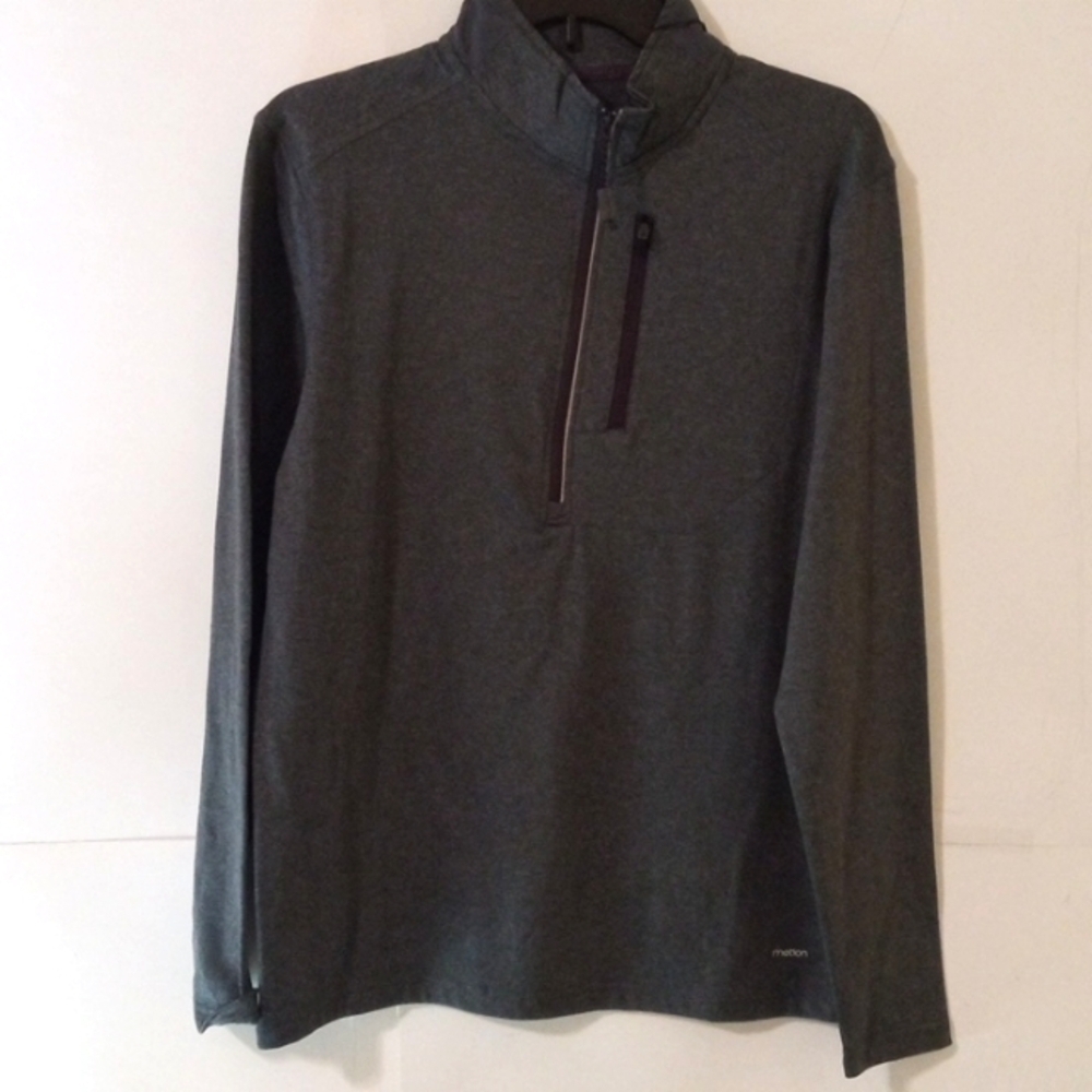 MOTION MEN'S ATHLEISURE GRAY LONG SLEEVE QUARTER ZIP PULLOVER SIZE SMALL NWT